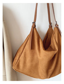Soft Suede Leather Shoulder Bag for Women, Everyday City Purse