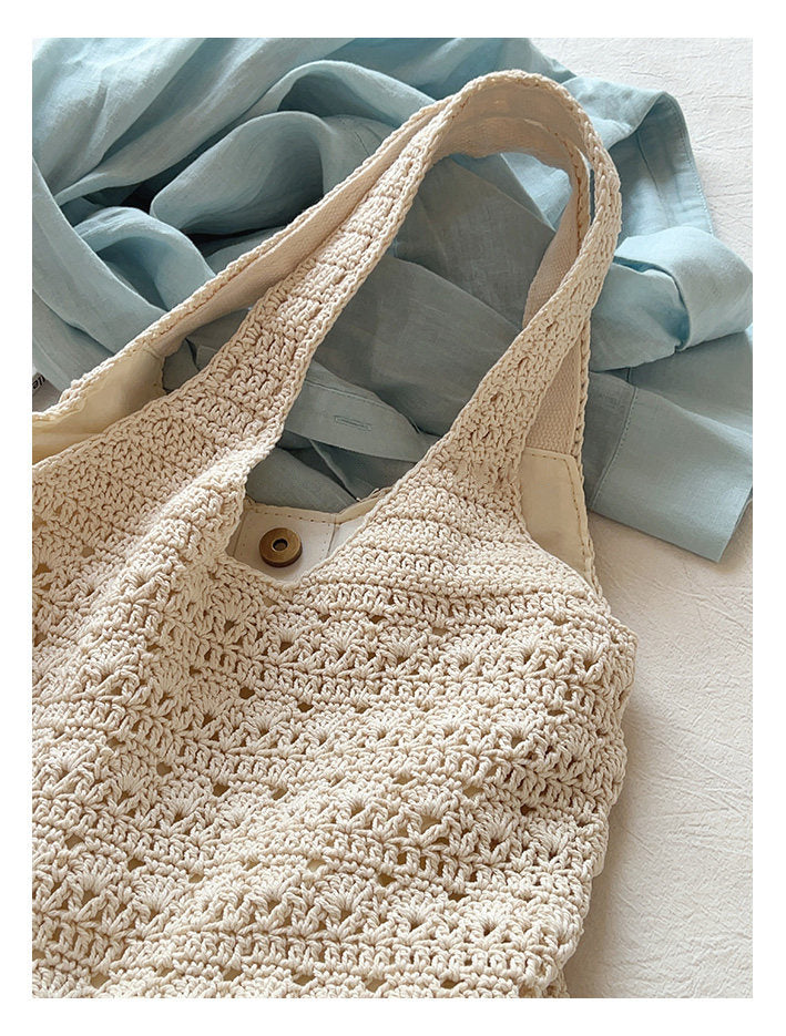 Women’s Crochet Cotton Medium Hobo Tote Bag for Boho Everyday Style & Gifts