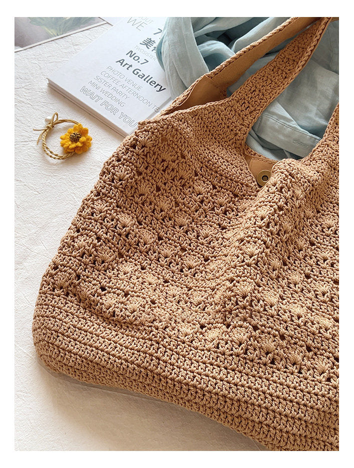Women’s Crochet Cotton Medium Hobo Tote Bag for Boho Everyday Style & Gifts