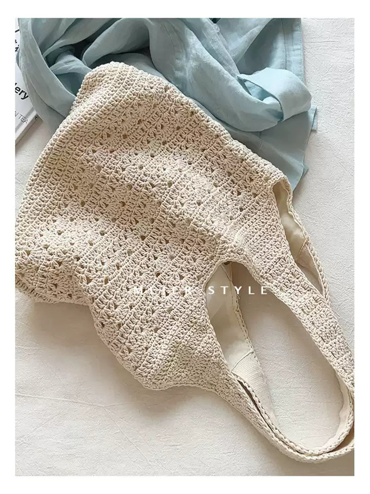 Women’s Crochet Cotton Medium Hobo Tote Bag for Boho Everyday Style & Gifts