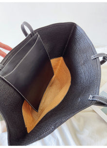 Große Muschelförmige Stroh-Strandtasche für Damen für Strand, Urlaub und Sommer-Outfits
