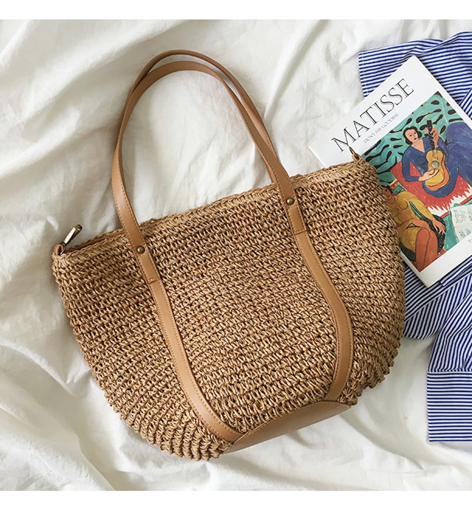 Women’s Large Straw Woven Tote Bag for Beach, Vacation & Summer Outfits