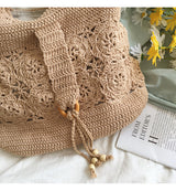 Women’s Floral Cotton Knitted Shoulder Bag Purse for Boho Everyday Style & Gifts