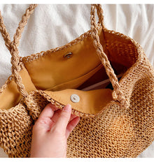 Damen Stroh-Einkaufstasche für Strand, Urlaub & Sommer-Outfits