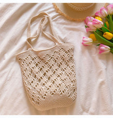 Women’s Cotton Crochet Bucket Bag for Boho Everyday Style & Gifts