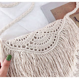 Women’s Crochet Cotton Handmade Bohemian Tassel Beach Bag Tote Bag for Boho Everyday Style & Gifts