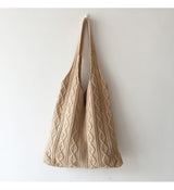 Women’s Retro Artsy Twist Cotton Knitted Shoulder Bag for Boho Everyday Style & Gifts