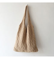 Women’s Retro Artsy Twist Cotton Knitted Shoulder Bag for Boho Everyday Style & Gifts