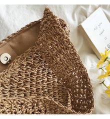 Women’s Straw Shoulder Bucket Bag for Beach, Vacation & Summer Outfits