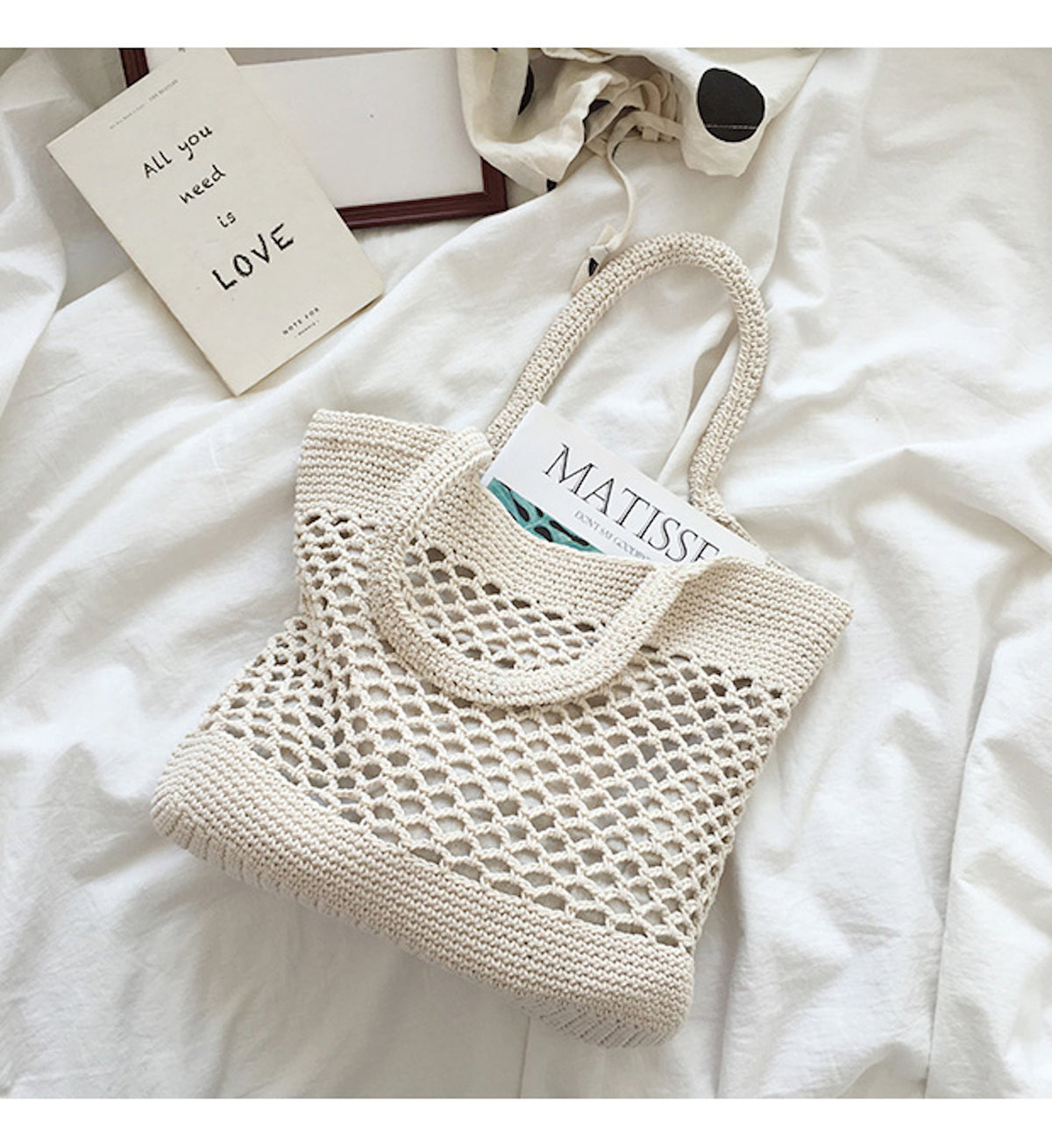 Women’s Retro Fish Net Cotton Knitted Shoulder Bag for Boho Everyday Style & Gifts