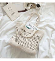 Women’s Retro Fish Net Cotton Knitted Shoulder Bag for Boho Everyday Style & Gifts