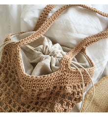 Women’s Crochet Cotton Bucket Shoulder Bag for Boho Everyday Style & Gifts