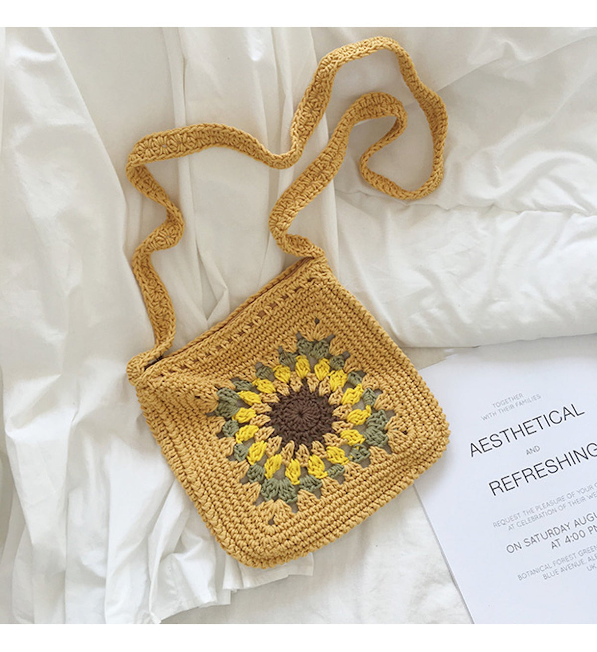 Women’s Handmade Crochet Sunflower Purse Crossbody Bag for Boho Everyday Style & Gifts
