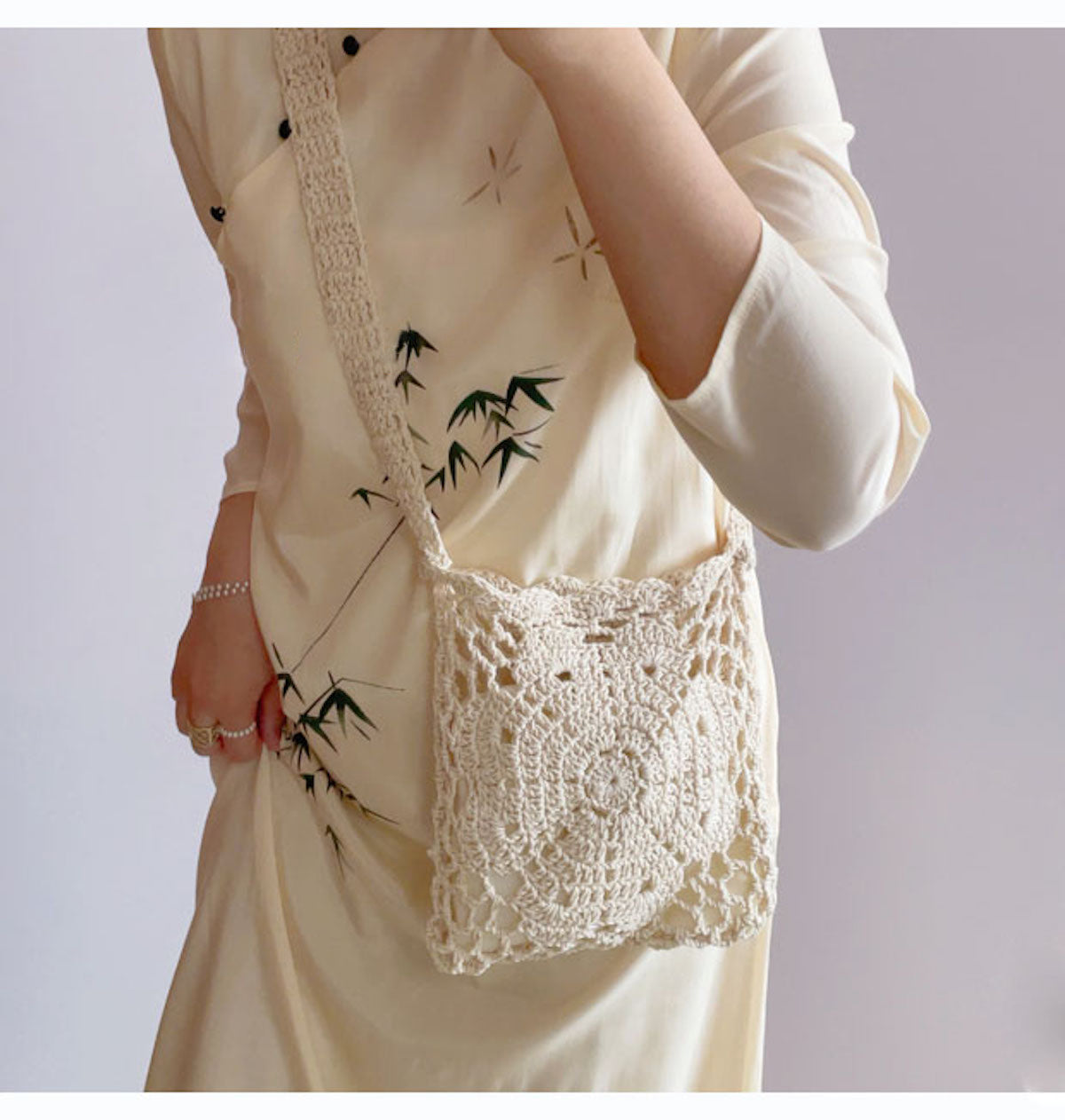 Women’s Boho Cotton Knitted Shoulder Bag Crossbody Bag for Boho Everyday Style & Gifts
