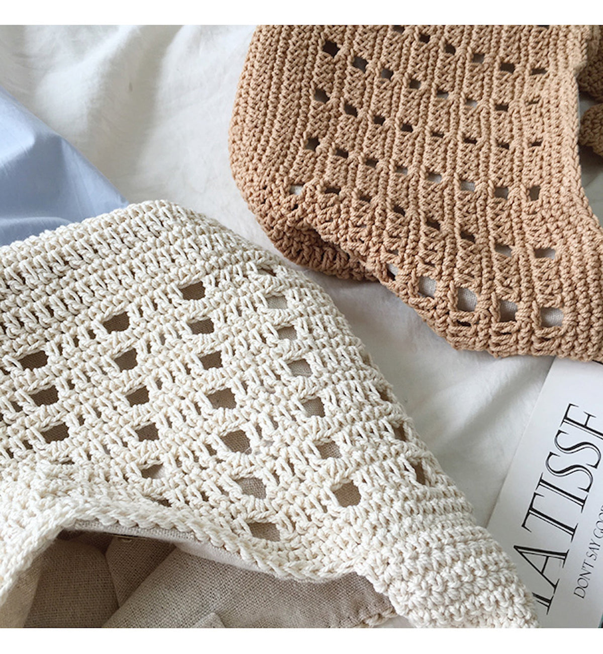 Women’s Medium Crochet Cotton Bucket Bag for Boho Everyday Style & Gifts