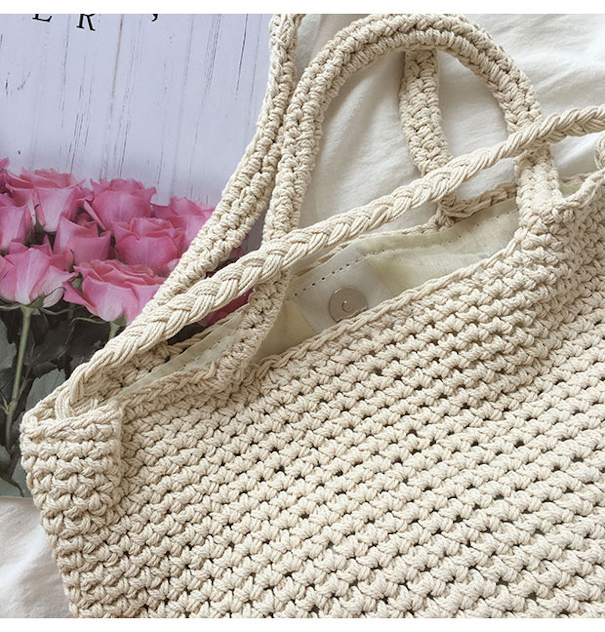 Women’s Large Crochet Cotton Bucket Bag for Boho Everyday Style & Gifts