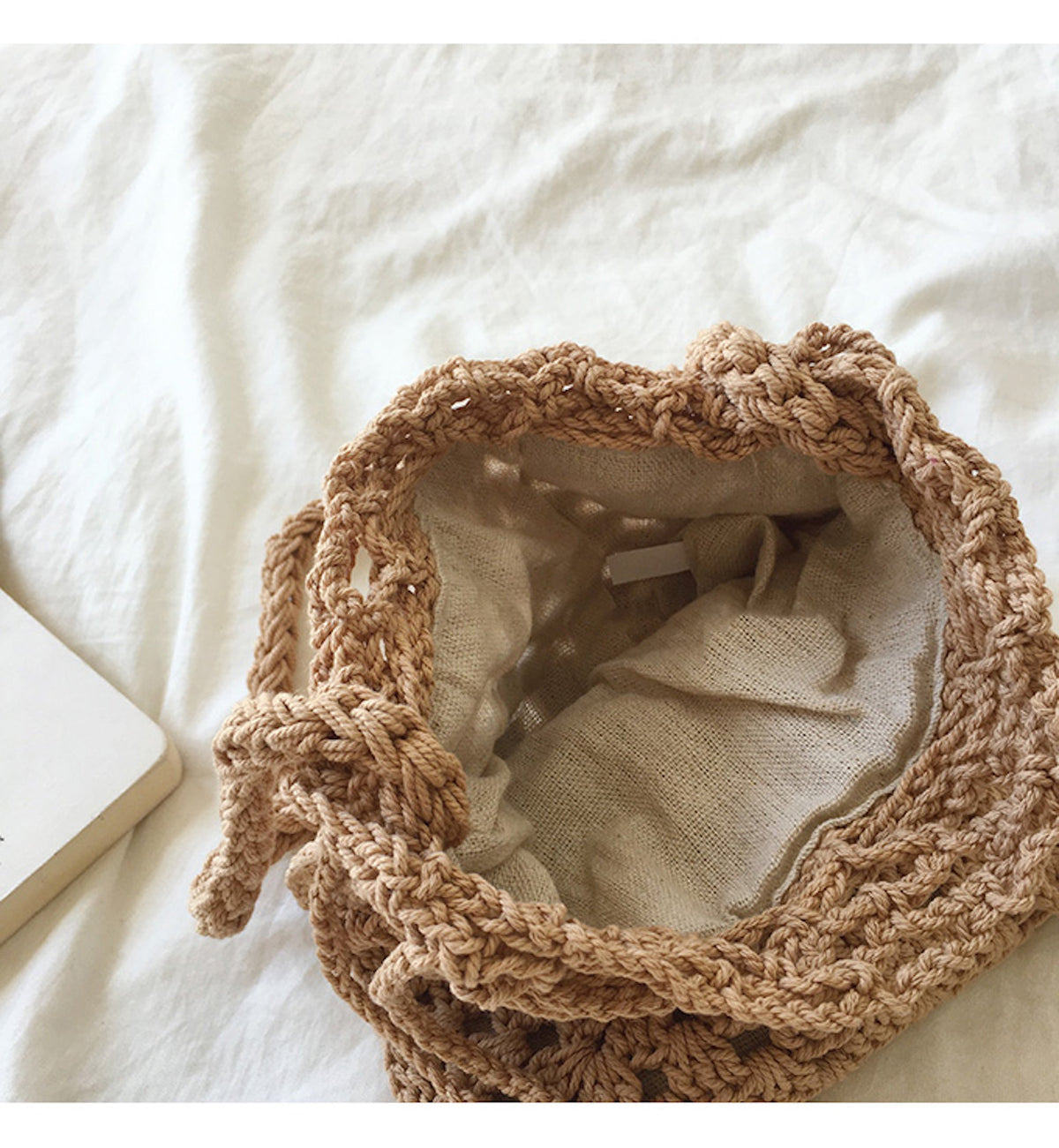 Women’s Retro Cotton Knitted Shoulder Bucket Bag Crossbody Bag for Boho Everyday Style & Gifts