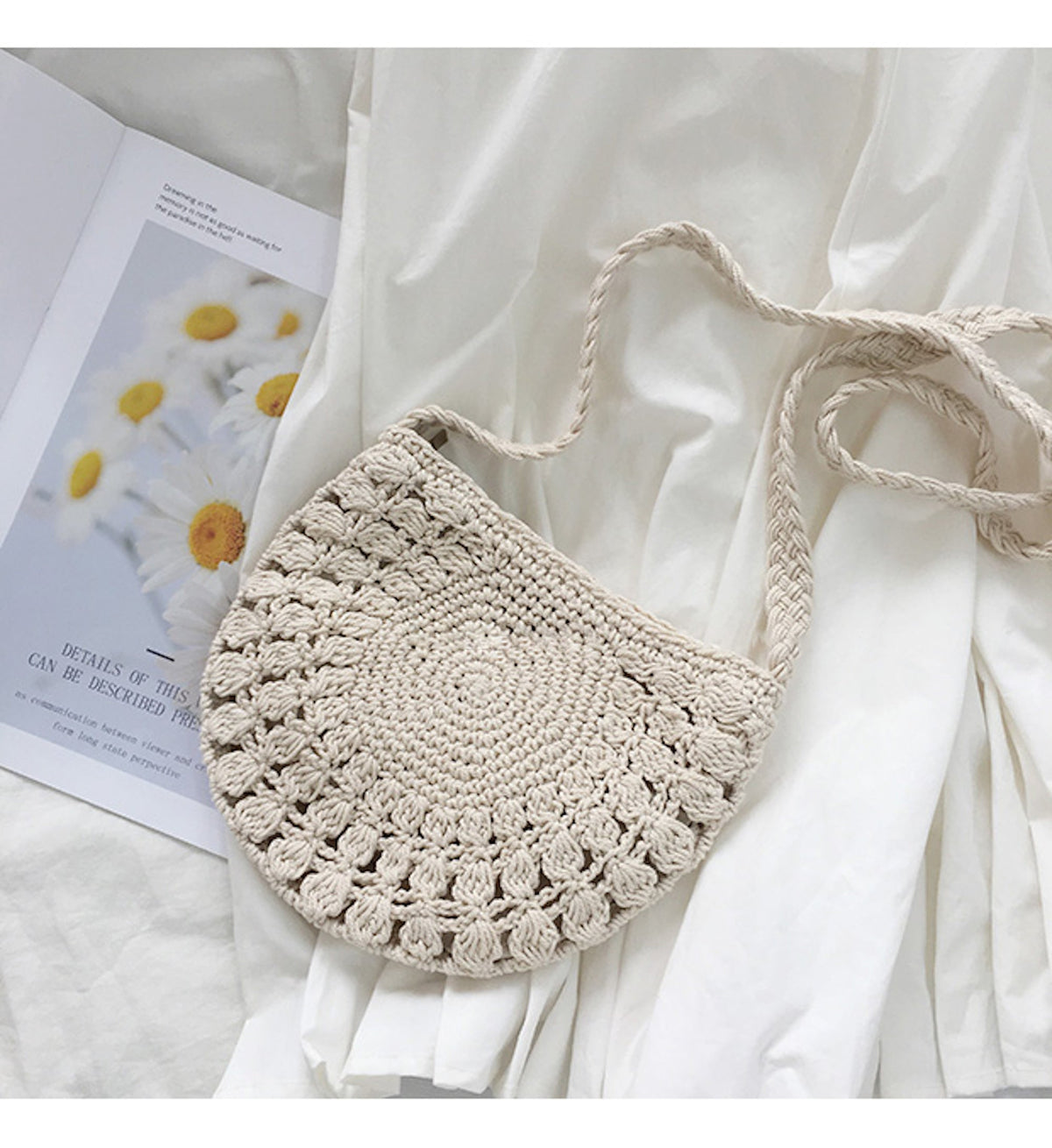 Women’s Small Boho Cotton Knitted Shoulder Bag Purse for Boho Everyday Style & Gifts