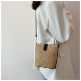 Women’s Crossbody Leather and Straw Bag for Beach, Vacation & Summer Outfits
