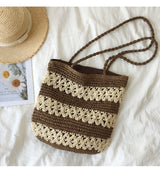 Women’s Patterned Straw Woven Tote Bag for Beach, Vacation & Summer Outfits