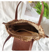Women’s Straw Half Moon Summer Purse Tote Bag for Beach, Vacation & Summer Outfits