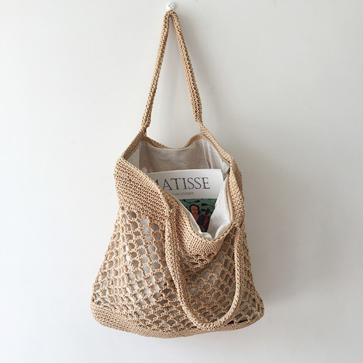 Women’s Retro Fish Net Cotton Knitted Shoulder Bag for Boho Everyday Style & Gifts