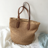 Women’s Retro Straw Woven Tote Bag for Beach, Vacation & Summer Outfits