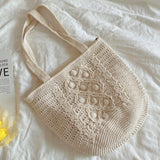 Women’s Handmade Cotton Knitted Shoulder Bucket Bag Crossbody Bag for Boho Everyday Style & Gifts