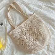 Women’s Handmade Cotton Knitted Shoulder Bucket Bag Crossbody Bag for Boho Everyday Style & Gifts