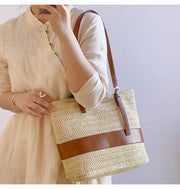 Women’s Straw Woven Tote Shoulder Bag for Beach, Vacation & Summer Outfits
