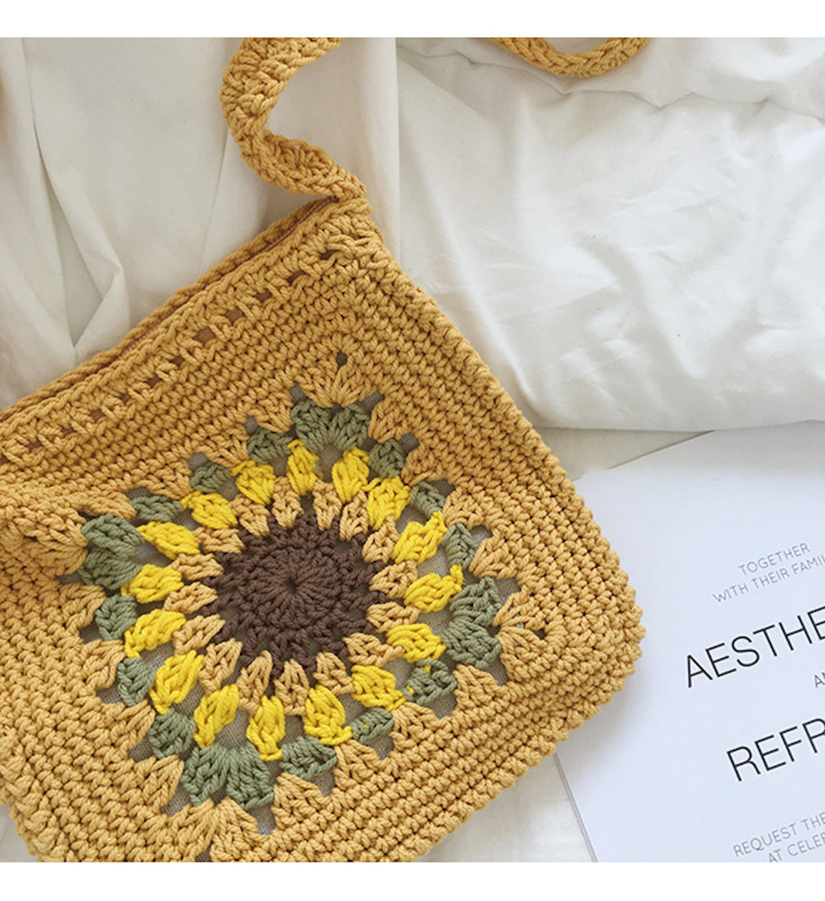 Women’s Handmade Crochet Sunflower Purse Crossbody Bag for Boho Everyday Style & Gifts