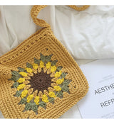 Women’s Handmade Crochet Sunflower Purse Crossbody Bag for Boho Everyday Style & Gifts
