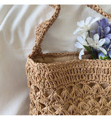 Women’s Patterned Straw Shoulder Bucket Bag for Beach, Vacation & Summer Outfits