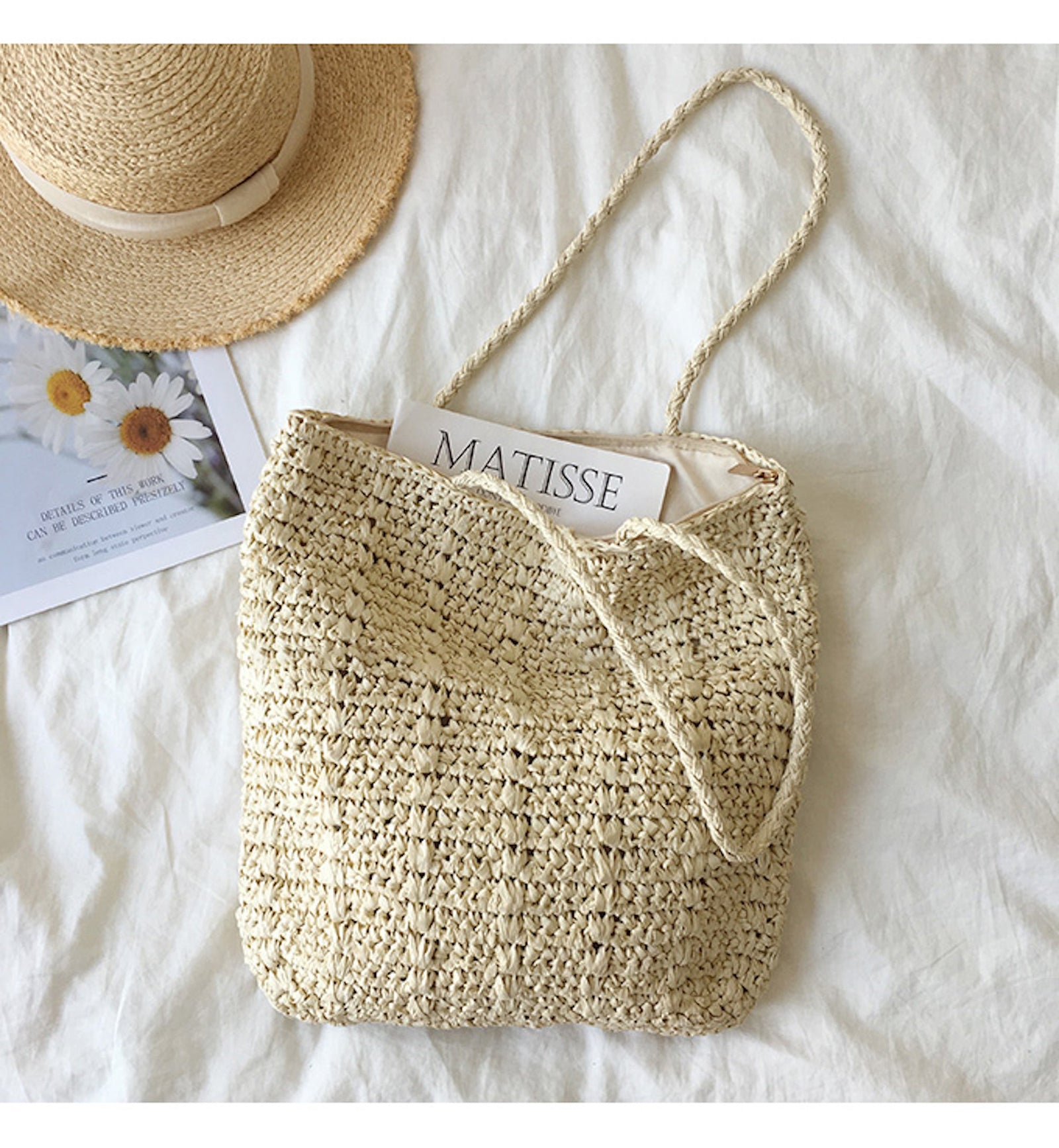 Women’s Lightweight Straw Woven Square Tote Bag for Beach, Vacation & Summer Outfits