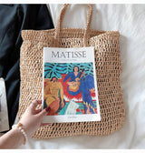 Women’s Minimalistic Straw Woven Tote Bag for Beach, Vacation & Summer Outfits