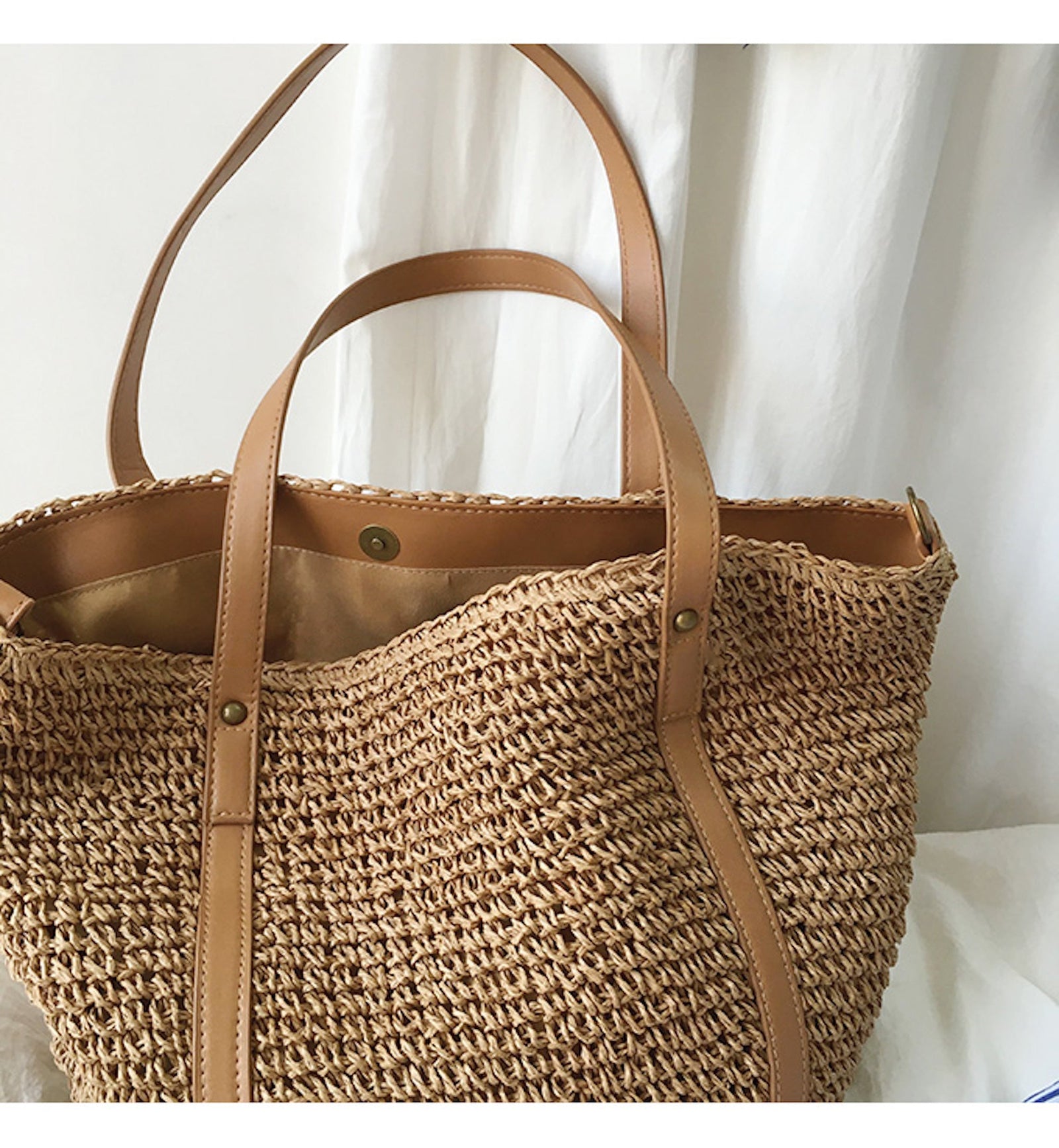 Women’s Large Straw Woven Tote Bag for Beach, Vacation & Summer Outfits