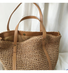 Women’s Large Straw Woven Tote Bag for Beach, Vacation & Summer Outfits