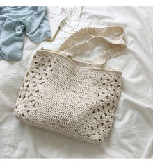 Crochet Cotton Retro Artsy Knitted Shoulder Women's Woven Bag for Boho Everyday Style & Gifts