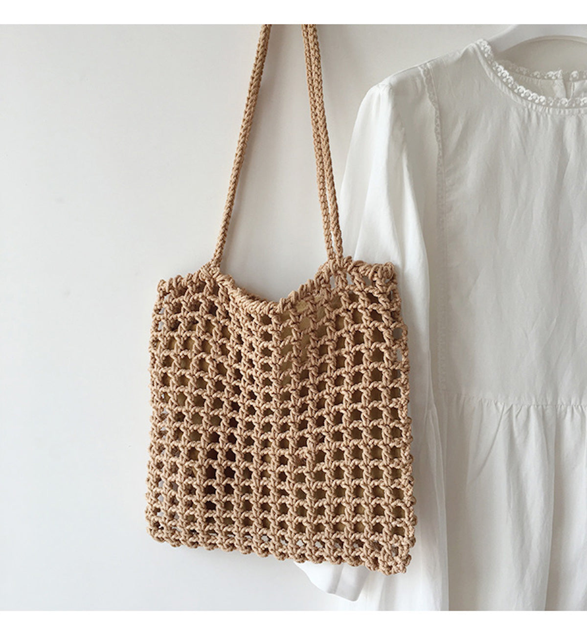 Women’s Lightweight Cotton Knitted Shoulder Bag Messenger Bag for Boho Everyday Style & Gifts