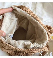 Women’s Crochet Cotton Bucket Shoulder Bag for Boho Everyday Style & Gifts