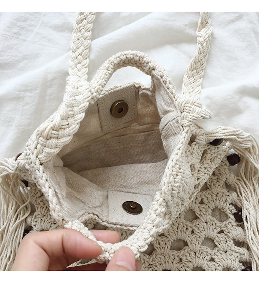 Women’s Retro Cotton Crochet Shoulder Bag for Boho Everyday Style & Gifts