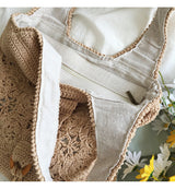 Women’s Floral Cotton Knitted Shoulder Bag Purse for Boho Everyday Style & Gifts