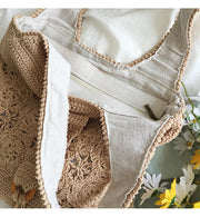 Women’s Floral Cotton Knitted Shoulder Bag Purse for Boho Everyday Style & Gifts