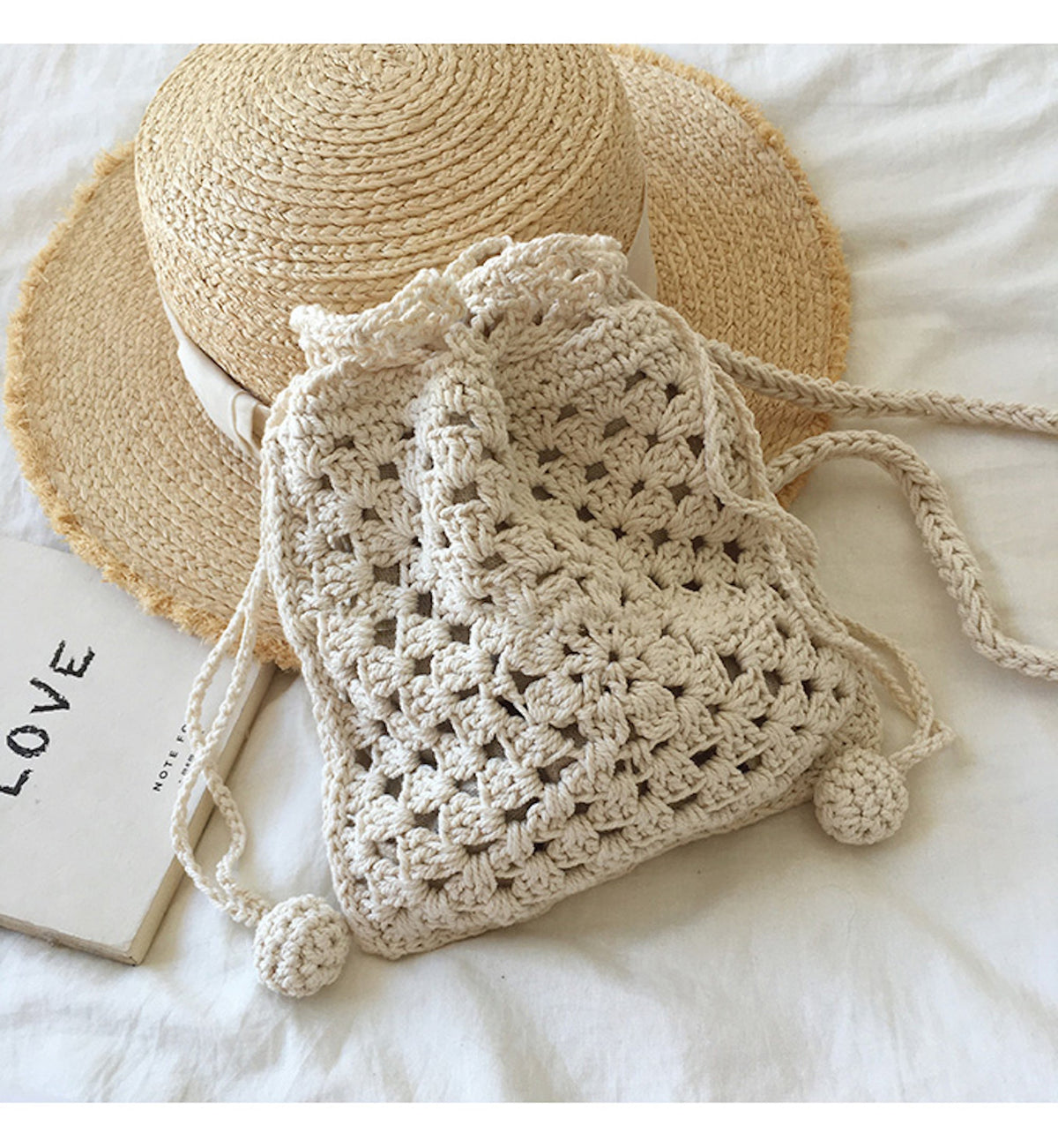 Women’s Retro Cotton Knitted Shoulder Bucket Bag Crossbody Bag for Boho Everyday Style & Gifts