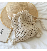 Women’s Retro Cotton Knitted Shoulder Bucket Bag Crossbody Bag for Boho Everyday Style & Gifts