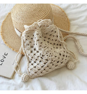 Women’s Retro Cotton Knitted Shoulder Bucket Bag Crossbody Bag for Boho Everyday Style & Gifts