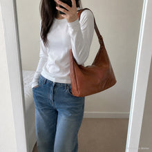 Grand sac hobo souple en cuir vegan, cabas à épaule zippé pour femme