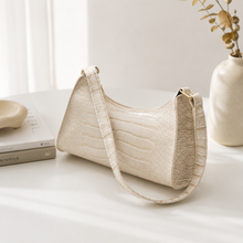 Mini Croc Embossed Shoulder Bag, Glossy Baguette Purse in 13 Colors