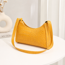 Mini Croc Embossed Shoulder Bag, Glossy Baguette Purse in 13 Colors