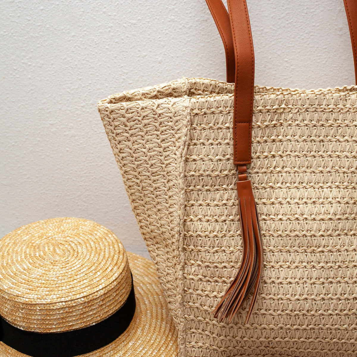 Women’s Straw Woven Tote With Tassel for Beach, Vacation & Summer Outfits